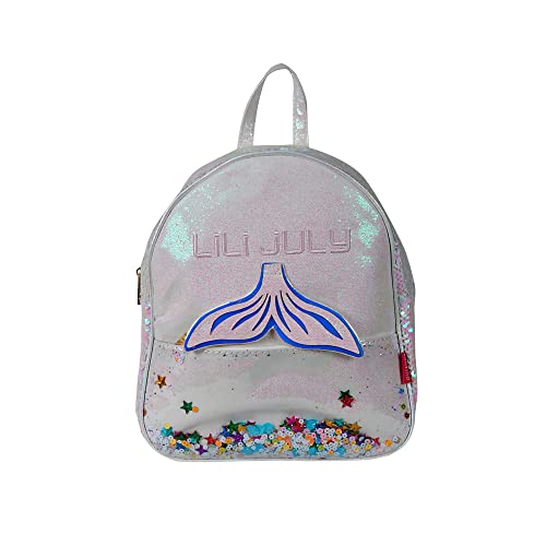 Bolsa Mochila Costas Infantil Menina Brilhosa Calda de Sereia Lili July Cor:Rosa Claro;Tamanho:P;Genero:Feminino