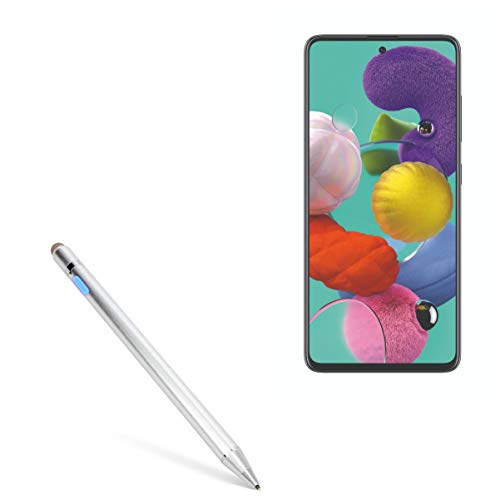 BoxWave Stylus Pen Compatible with Samsung Galaxy A51 5G - AccuPoint Active Stylus, Electronic Stylus with Ultra Fine Tip for Samsung Galaxy A51 5G - Metallic Silver