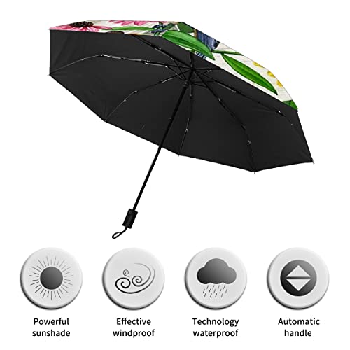 Travel Umbrella Compact Umbrella For Rain Windproof Automatic Open And Close Birds Fence Flowers Leaves Folding Umbrellas For Women & Men #TOP1