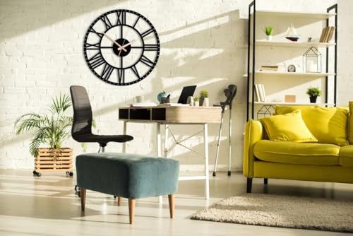 Image of Stylish Metal Wall Clock for Living Room, Bedroom, Office, Kitchen, Home and Hall | Antique Fancy Big Size Modern Wall Watch for Home Decor (DA-114, 40 CM)