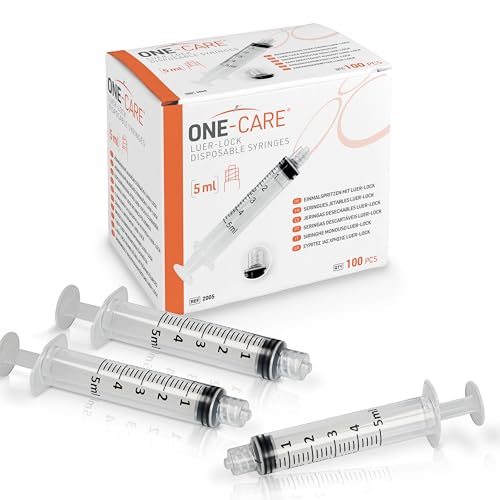 Image of MediVena ONE-CARE 5ml Luer-Lock Syringes, Sterile, 100 /bx Blister-Packed Syringes 5cc (Pack of 2)