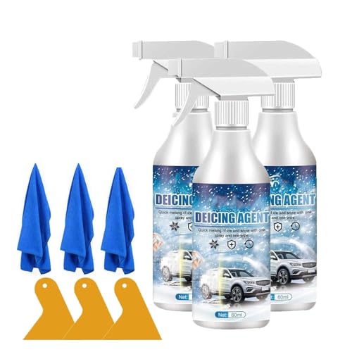 Deicer Spray for Car Windshield, Deicer Spray, Auto Windshield Deicing Spray, De-Icer Spray, Ice Remover Melting Spray Multi-Purpose Melters Winter Car for Fast Removing Snow, Ice and Frost (3PCS)