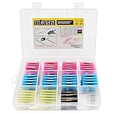 Intashi 200PCS Heat Shrink Butt Connectors Kit - Waterproof Insulated Electrical Terminals, Crimp Splice Wire Connectors for Automotive Marine Wiring - AWG 26-10 Black/White/Red/Blue/Yellow