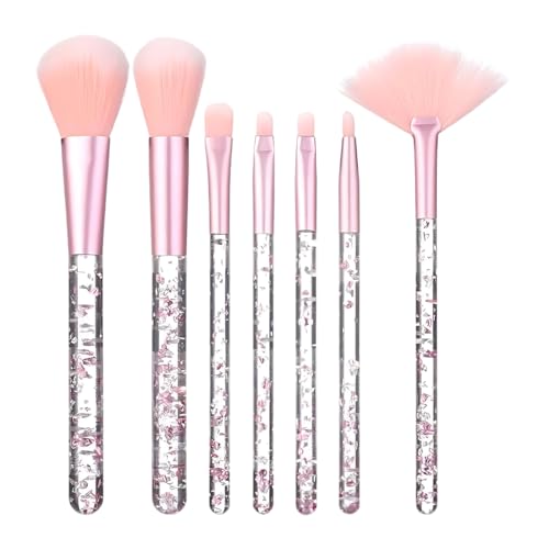 Zeayebsr 7PCS Pinceaux maquillages Teint synthétique Fond de Teint Maquillage pour Les Yeux pour Fondations Ombre à paupières Fards à Joues, pinceaux maquillages,Set pinceaux Maquillage(Rose)