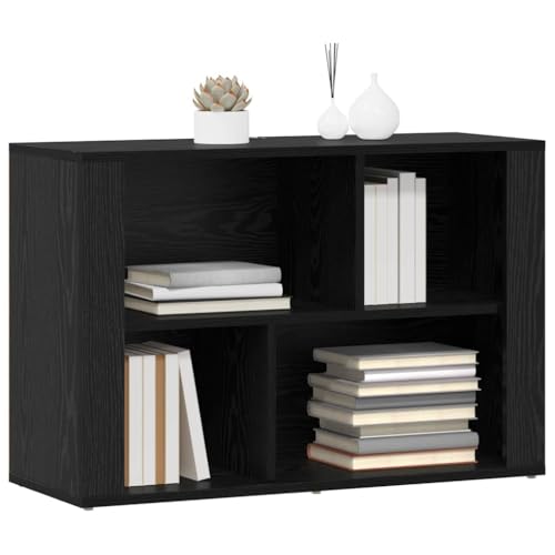 Aparador de madera de roble negro de 80x30x53 cm con almacenamiento para salon o comedor 4