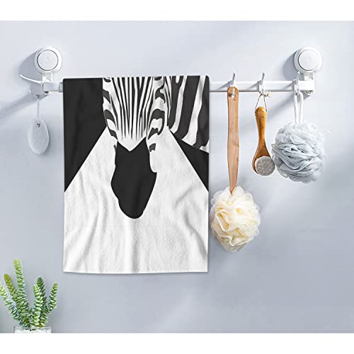 Aoyego Zebra Hand Towels Wild Animal Black White Striped Zebras In Geometric Triangles Highly Absorbent Soft Towels Bathroom Beach Kitchen Spa Gym Face Towel 15X30 Inch #TOP2