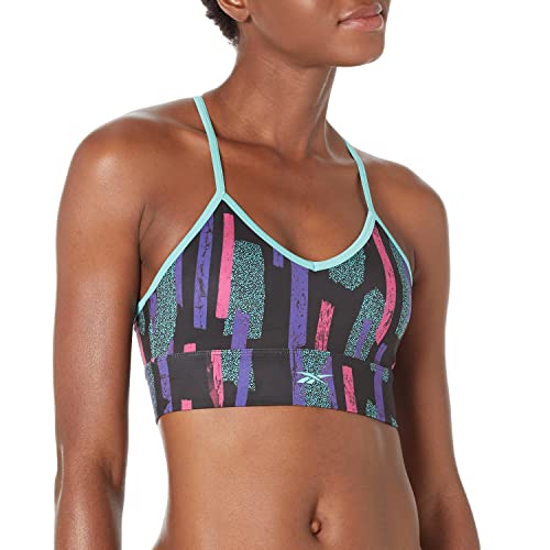Image of Reebok Women's Satin 91% PES /9% El-Interlock-Hydrophilic Finish /Print-Digital Sublimation-Disperse Classic Workout Sports Bra