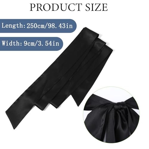 Larrel Scarf Belts for Women, Comfortable Breathable Tie Belts for Women Waist Belt for Bridal Wedding Bridesmaid Prom Formal Special Occasion Dresses Belt 3'' Wide (Black)2