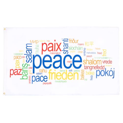 AZ FLAG - Flagge Frieden Peace Pace Paz - 150x90 cm - Friedenswörter Fahne...