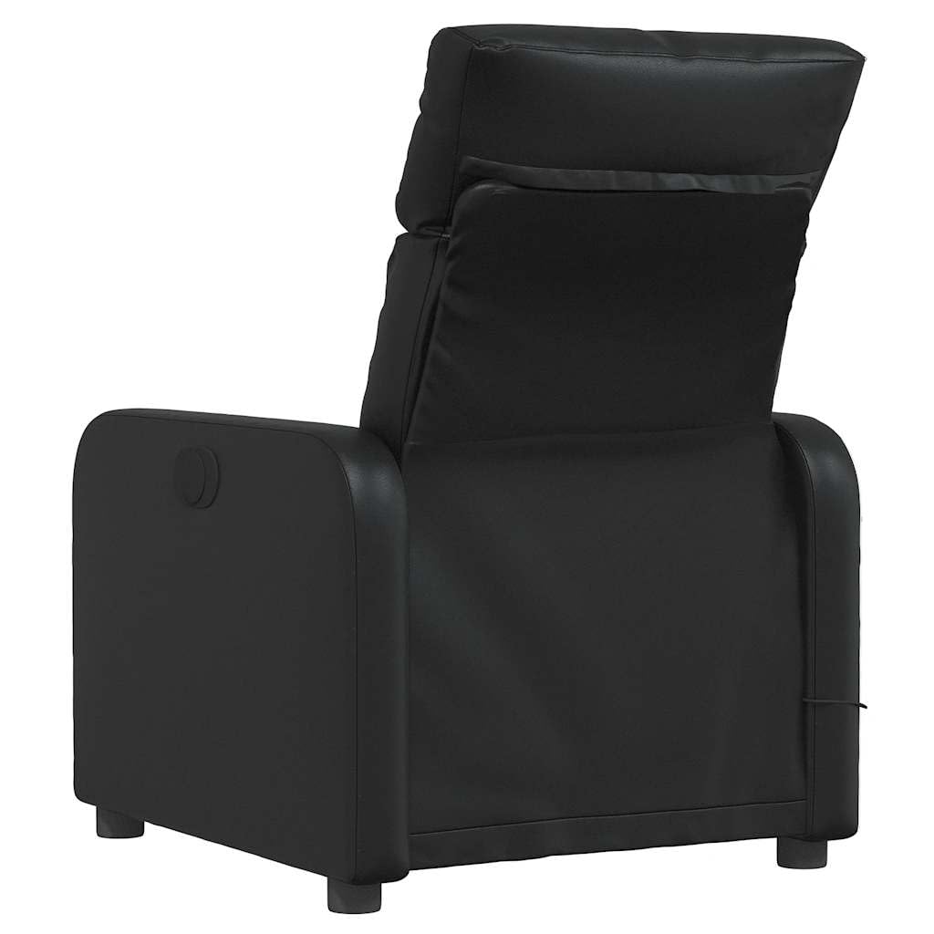 vidaXL Sillón de Masaje Reclinable, Silla con Respaldo Reposabrazos, Butaca de Relax Descanso TV, Asiento para Casa, Cuero Sintético Negro