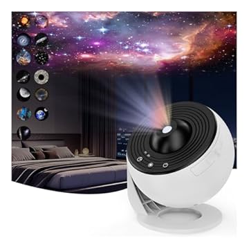 Projetor de estrelas de galáxia de planetário 12 em 1 para decoração de quarto, lâmpada de projeção de nebulosa rotativa de 360°, projetor de luz nocturna estrelada temporizada para crianças