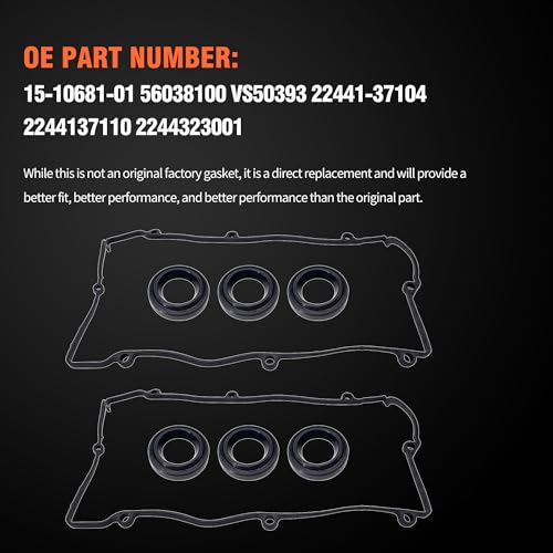 Image of HiSport Valve Cover Gasket Set - Compatible with Hyundai Santa Fe Sonata Tiburon Tucson Compatible with Kia Optima Sportage 2.7L 2003-2010 - Replace VS50641R
