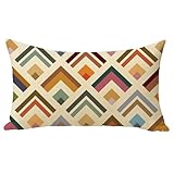 Fjfz Geometric Lumbar Decorative Throw Pillow Cover 12 x 20, Rectangular Colorful Modern Art Abstract Outdoor Home Decor, Minimalist Contemporary Sofa Couch Cushion Case Housewarming Gift