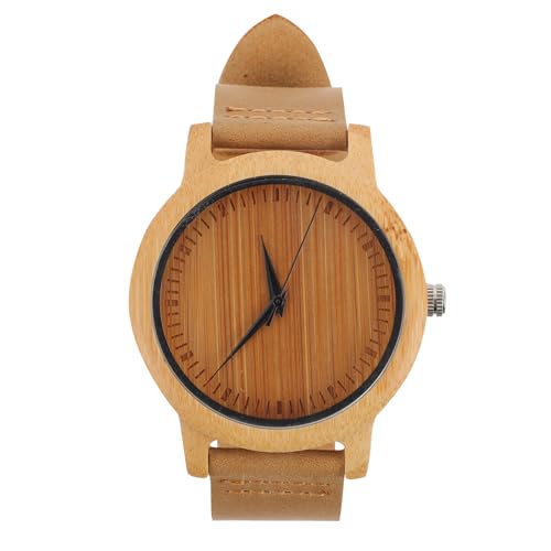 TINEASUR Reloj Diseño Elegante y Cómodo para Hombre y Mujer Movimiento de Cuarzo de Pulsera de Madera de Bambú Adecuado para Navidad e Interiores
