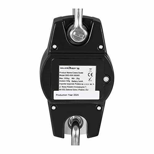 Steinberg Systems SBS-KW-300AB Kranwaage 300 kg 100 g Genauigkeit Edelstahl schwarz LCD-Display LCD Hängewaage Lastenwaage Industriewaage