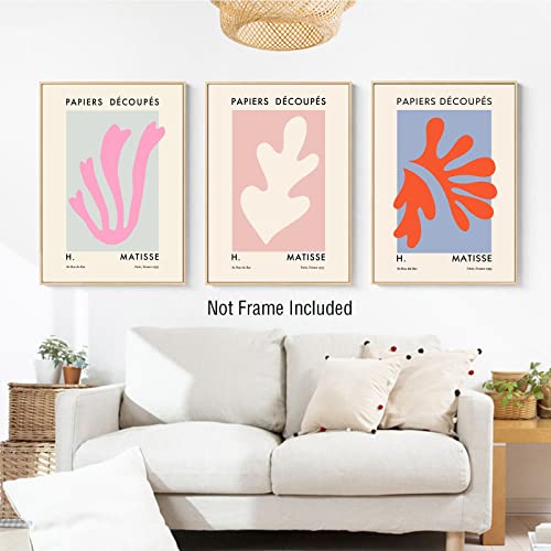 Henri Matisse Wall Art Abstract Plants Canvas Painting Prints Pink Leaves Canvas Abstract Art Prints,Matisse Prints, Art Exhibition Poster Leaves and Flower Nordic Modern Picture for Living Room On