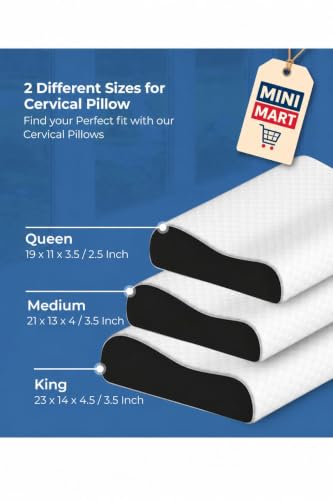 Image of MINIMART Memory Foam Pillow for Neck Support | | Orthopedic Contour Pillow for Cervical Spine Alignment & Shoulder Support | Made in India | 19 x 11 x 3.5 Inch A1