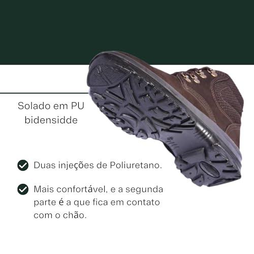 Bota Botina calçado de Segurança Trabalho Nobuck Unissex Bidensidade Ca Epi (44)