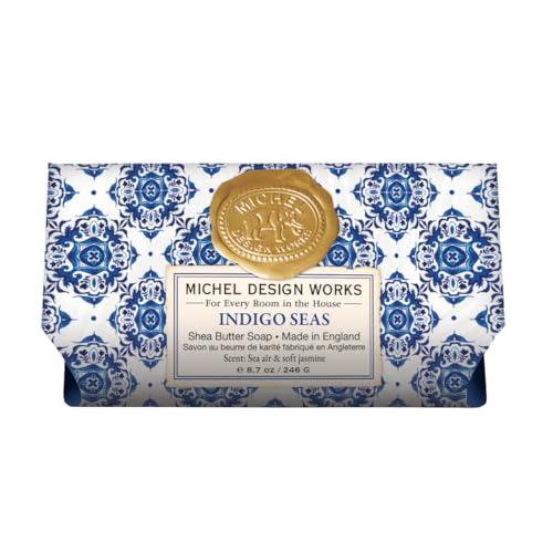 Image of Michel Design Works Soap Bar, Indigo Seas Large, Beautiful Design, Triple-milled