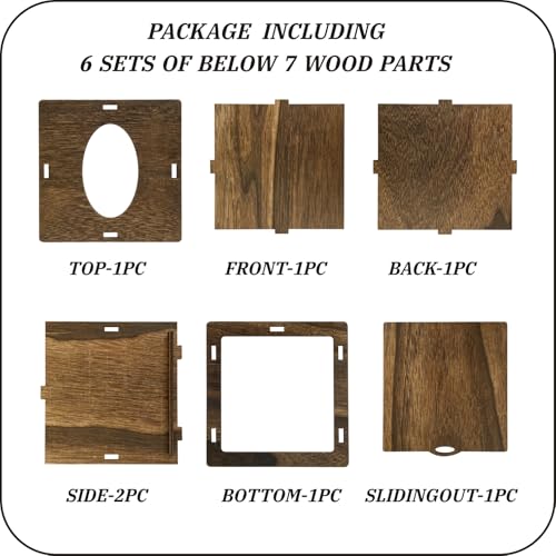 6 Pack Square Tissue Box Cover (6 x 6 x 6 inches) Rustic Wood Tissue Box Holder with Slidingout Bottom Wooden Tissue Box Cover Cube for Tabletop Stands Bathroom Bedroom Dinner Table by Cregugua - Used condition - Image 4