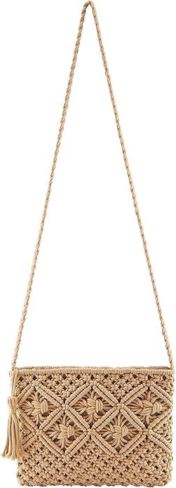 PARAH Womens Handwoven Crossbody Handbag Summer Beach Shoulder Handbag Cotton Crochet Woven Handmade Purse Bag Tassel For Ladies (Light Brown) (B0DFYM8CXF) Amazon Price History, Amazon Price Tracker