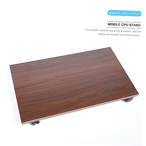 Soporte para CPU de madera natural con ruedas y tornillos para torre de computadora, soporte móvil para computadora con fácil montaje y estructura estable miniatura 3