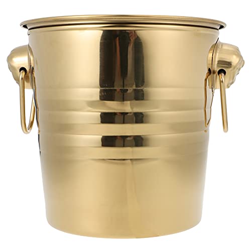 Metal Ice Bucket, Stainless-Steel Beverage Tub with Handles, Hammered Stainless Steel Service Bucket, Beverage Cooler for Parties Wedding