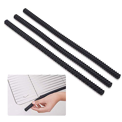 Emoly Silicone Oven Rack Shields - Portable 4 Pack Heat Resistant Silicone Oven Rack Cover 14 inches Long Oven Accessories Rack Edge Protector, Protect Against Burns and Scars (Black) - Thumbnail 6