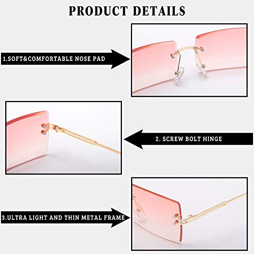 Image of Stylish Small Rectangle Sunglasses Women Men Tinted Frameless Eyewear Ultralight Candy Color Ocean Sun Glasses Shades NP1034
