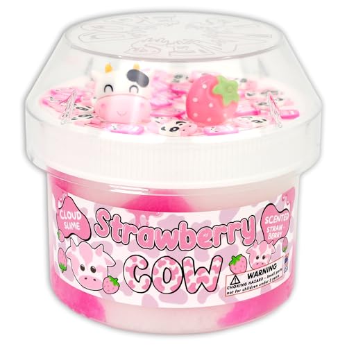 Strawberry Cow - Cloud Textured Slime - Handmade in USA - Dope Slimes - Pink - 8 fl/oz