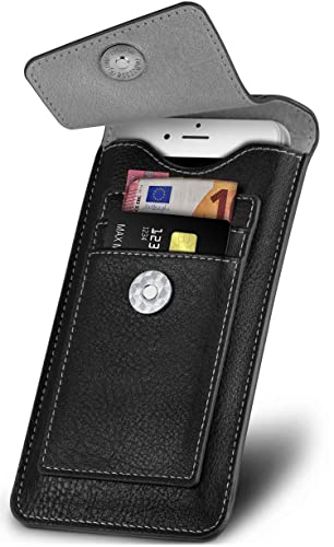 ONEFLOW Zeal Case Compatible con LG D605 Optimus L9 II Funda con Ranura para Tarjetas 360 Grados Protección Total Riñonera Funda de Cuero Vegano Funda de Teléfono Móvil Clip Soporte   Negro