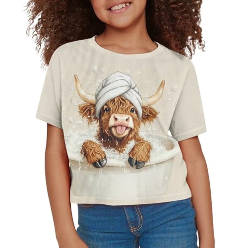 Image of Kids Crop Top Short Sleeve T-Shirts for Girls Size 5-14