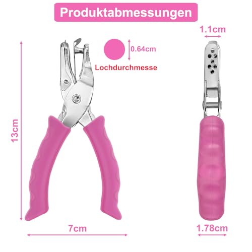 Lochzange Papier, Lochstanzer mit Soft-Griff Lochdurchmesser 6mm, Einzellocher mit Auffangbox für Papierfetzen, Metall Papierlocher für gratfreie Löcher, DIY Basteln für Büro, Zuhause und Klassenraum