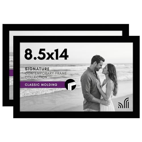 Image of Americanflat 8.5x14 Picture Frame with Shatter-Resistant Glass - Set of 2 - Signature Collection - Gallery-Style Frames Made of Engineered Wood - Picture Frames for Wall Display - Black
