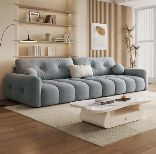 Image of LEGACY OF COMFORT California Velvet Modern Sofa Upholstered 3 Seater Sofa Three Seater Sofa for Living Room Hotels & Offices (Light Grey)