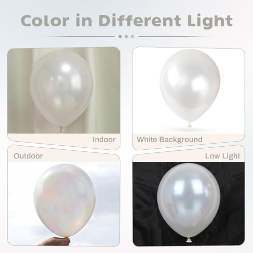 Image of Pearl White Balloons, 12 Inch Pearlescent Pearl Latex Party Balloons | White Pearl Balloons for Wedding, Bridal shower, Baby Shower, Birthday, Anniversaries, Christmas