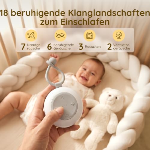 White Noise Machine Baby mit Nachtlicht & Tragbar, Weißes Rauschen Baby – Ansicht 2