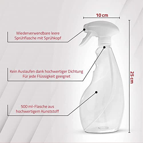 SPRAYZ Sprühflasche - Leere Sprühflaschen zum Befüllen mit Wasser, Ideale Friseursprühflaschen mit feiner Düse und transparentem Design, zum Bügeln, Reinigen und für Pflanzen (2-Pack) – Bild 4