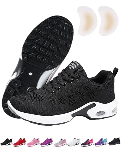 12 Hour Shift Shoes for Women, Anti-Slip Orthopedic Shoes for Women with Air Cushion, Breathable, Wide Toe for All-Day (Black, Adult, Women, 10, Numeric, US Footwear Size System, Wide)