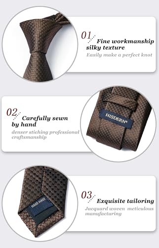Image of HISDERN Ties for Men Solid Houndstooth Neckties Handkerchief Formal Business Tie & Pocket Square Set Wedding Party