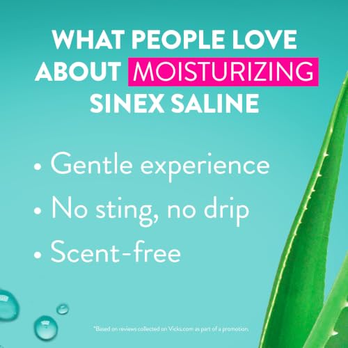 Sinex Saline by Vicks Moisturizing Nasal Spray, with Aloe, Drug Free Ultra Fine Mist, Clear Everyday Sinus Congestion Fast, Clear Mucus from a Cold or Allergy, 5.0 fl oz - image 6
