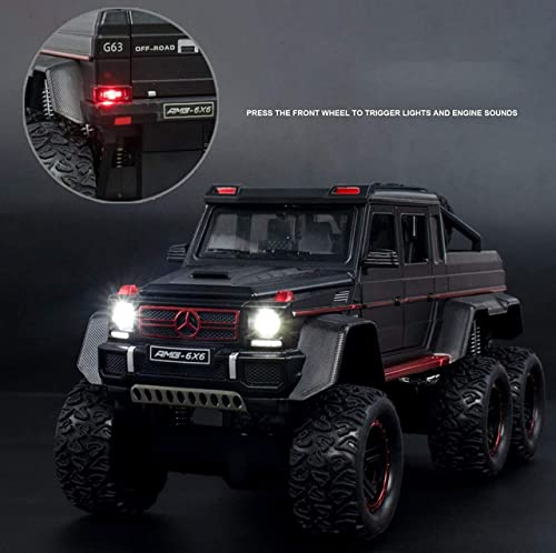 Image of Invite Enterprise 6 Wheel Drive Metal Car Pull Back with Open Doors, Engine Cover, Tail with Front and Rear Light & Music Great Gift for Boys and Girls Above-Multicolor(Mrcedes G63)