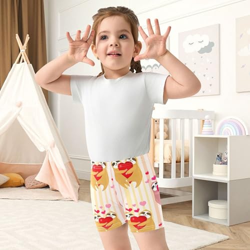 Joisal Cute Sloths Stripes Toddler Girls Biker Shorts 4t Under Dress Shorts Print Cotton Dance Clothes4