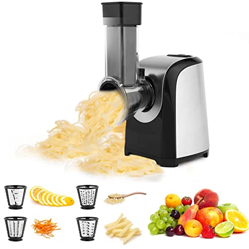 Electric Slicer Shredder Graters Salad Shooter Maker Machine for Fruit Vegetable Cheeses BPA Free 150W (Black)
