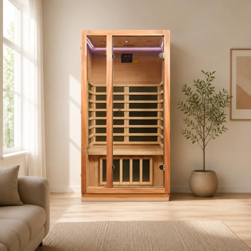 Image of Infrared Sauna,Low EMF,1-2 Person Sauna,Premium Wood,Indoor Sauna