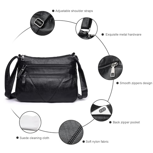 Bolso cruzado de mujer de cuero PU suave con múltiples bolsillos miniatura 4
