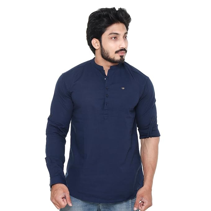 Mens Mandarin Colar Solid Cotton Linen Full Sleeve Plus Size Kurta-picture-44