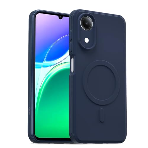 Image of Outlouders Back Cover for Vivo T5e | Soft Matte Silicone | Slim Fit | Magnetic-Safe Logo Design (Magnetic-Safe Not Compatible) | Shockproof | Camera Protection Bumper Case (Blue)