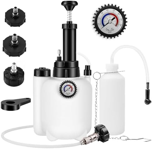 Dtouayz 3L Brake Bleeder Kit One Man Brake Bleeder Vacuum Pump Kit Pressure Brake Fluid Bleeding Kit with 1L Brake Bleed Bottle and 4 Master Cylinder Adapters