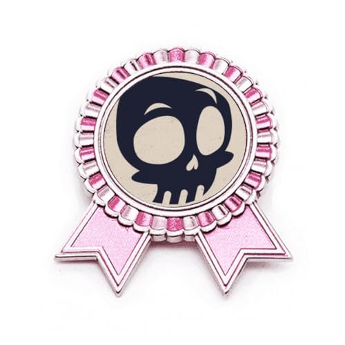 Broche squelette rose en métal taille M avec gros yeux pour Halloween